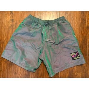 SURF STYLE Vintage Swim Shorts Mens Size XL Green Purple Iridescent Trunks